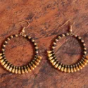 Round Earrings with Drops of Rocailles Gold Black