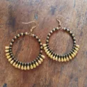 Round Earrings with Drops of Rocailles Gold Black