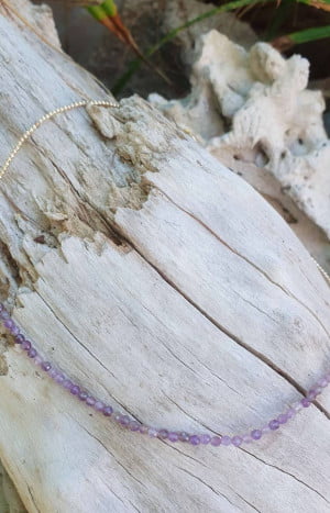 produkt bild Minimalistische Halskette 18k vergoldet Amethyst Feine Halskette