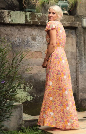 produkt bild Boho summer floral dress with butterfly sleeves