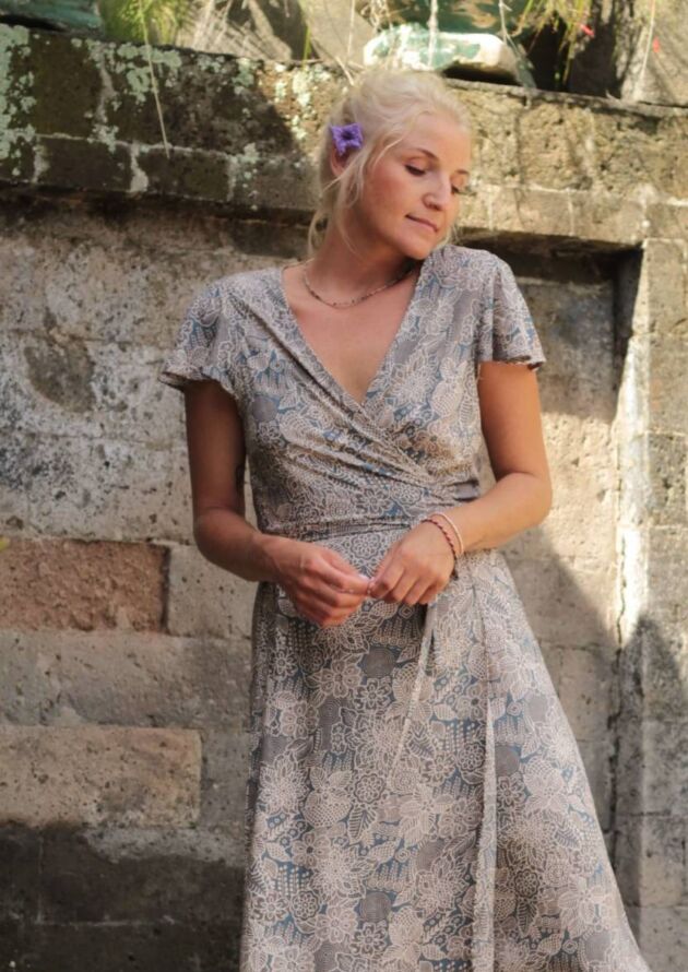 Boho summer dress wrap dress light blue gray asymmetrical womens dress for changing