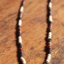 Glasses chain wooden beads brown white lava stone