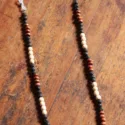Glasses chain wooden beads brown white lava stone