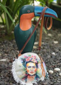 Frida Kahlo Handtasche aus recyceltem Jeans Boho Ibiza Style Crossbody Partytasche