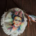 Frida Kahlo handbag made from recycled jeans Boho Ibiza Style Hippie Chic Style