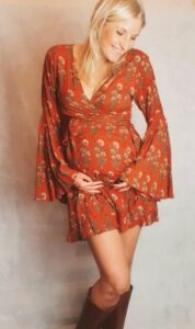 Retro 70er Jahre Hippie Kleid Wickelkleid Glockenärmel Babybauch (1)