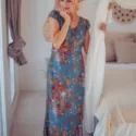 Boho Maxi Kleid Blau Blumenmuster Boho Hippie Style