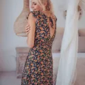 Boho Maxikleid mit Schlitz und tiefem Rückenausschnitt Sommerkleid mit Blumen Sommer Kleid Rückenfrei