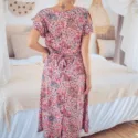 Boho midi dress antique rose cut outs summer dress Ibiza Style
