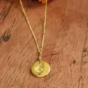 Moon & Stars Pendant Boho Necklace Gold Plated 22 Carat Gold Plated Silver 925