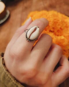 Ring Kauri Muschel 925 Silber aus Bali handgefertigt Boho Style