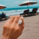 Ring Kauri Muschel 925 Silber aus Bali handgefertigt Silberring Muschel