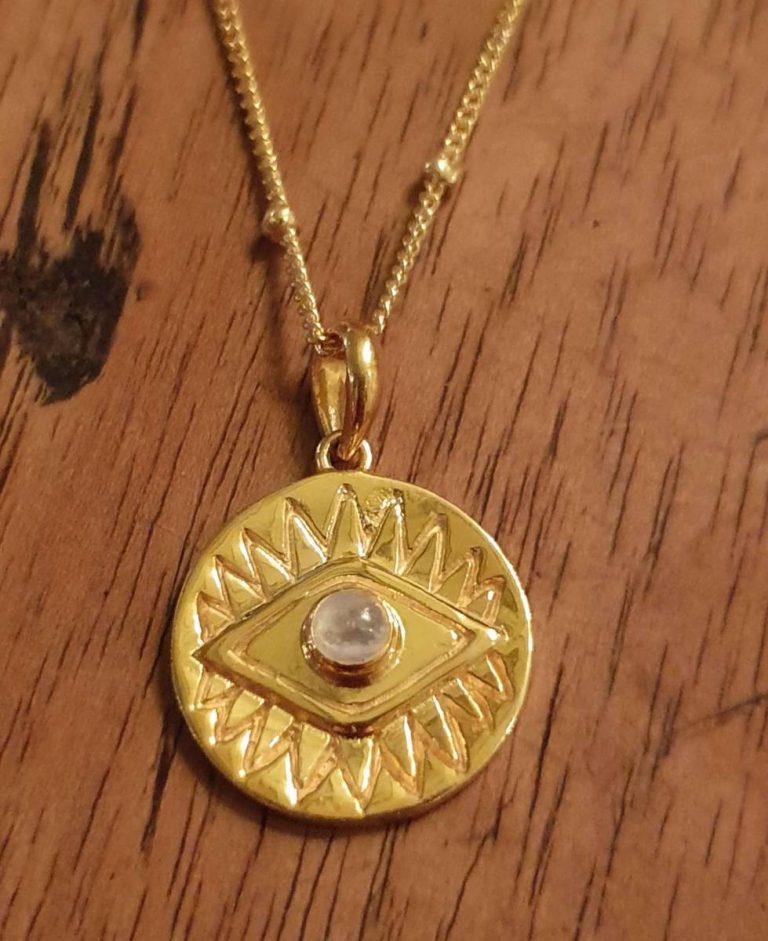 Gold-plated necklace Fatima's eye made of 925 silver boho style