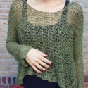 Festival Gypsy Hippie Sweater Net Sweater roughly trick olive military green