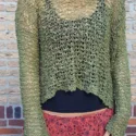 Hippie Goa Psy Trance Sweater Olive Green Military Green Khaki