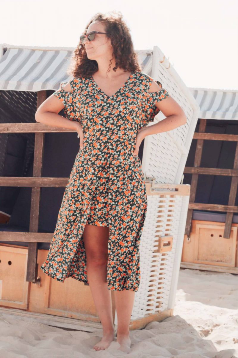 Boho Blumenkleid Asymmetrisch Ibiza Kleid
