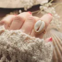 Shell Ring 925 Silver Gold Plated Made in Bali - Cowrie Ring Silver from Bali