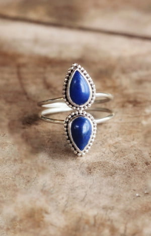produkt bild Boho Statement Ring Lapis Lazuli Doppel Tropfen (4)-01