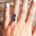 Lapis Lazuli Ring Tropfenform Doppelt Geschenk für Sie Weihnachten Valentinstag Freundschaft (1)-01