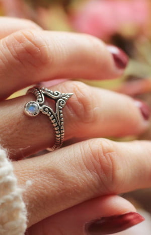 produkt bild Boho Statement Ring Mondstein Ring 925 Silber Handgefertigt in Bali Hippie Schmuck