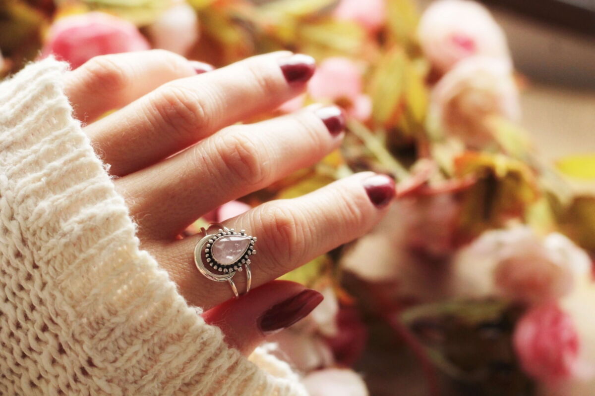 Boho Statement Ring Rosenquartz Boho Schmuck