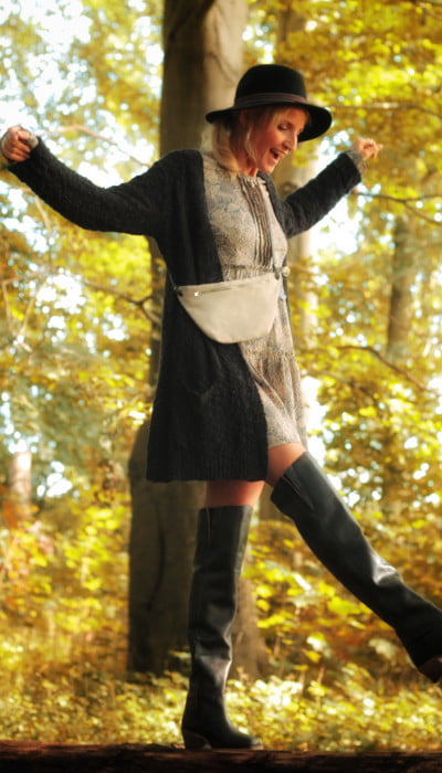 Boho Tunika Kleid Herbst Winter Outfit Overknee Stiefel