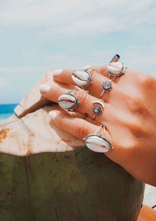 Boho Schmuck aus Bali Muschelschmuck Muschel Ring Statement Ring