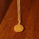 Vergoldete Halskette Münz Anhänger Mond Witchy Schmuck