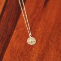 Silber Münz Halskette Schützedes Auge Mondstein Medaillon Schmuck aus Bali Handgefertigt (2)