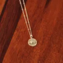 Silber Münz Halskette Schützedes Auge Mondstein Medaillon Schmuck aus Bali Handgefertigt (3)