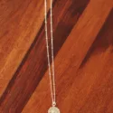 Silber Münz Halskette Schützedes Auge Mondstein Medaillon Schmuck aus Bali Handgefertigt (5)