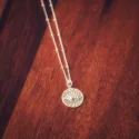 Silber Münz Halskette Schützedes Auge Mondstein Medaillon Schmuck aus Bali Handgefertigt (6)