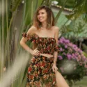 Boho Zweiteiler Kleid Maxi Blumenmuster Sommer Style