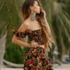 Boho Zweiteiler Kleid Maxi Blumenmuster Sommer Ibiza Style