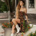 Boho Zweiteiler Kleid Maxi Blumenmuster Sommer Ibiza Style