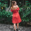 Kurzes Sommerkleid Polka Dor Rot Minikleid Lolita Kleid