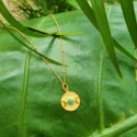 Crescent Moon Necklace Gold Plated Turquoise (1)