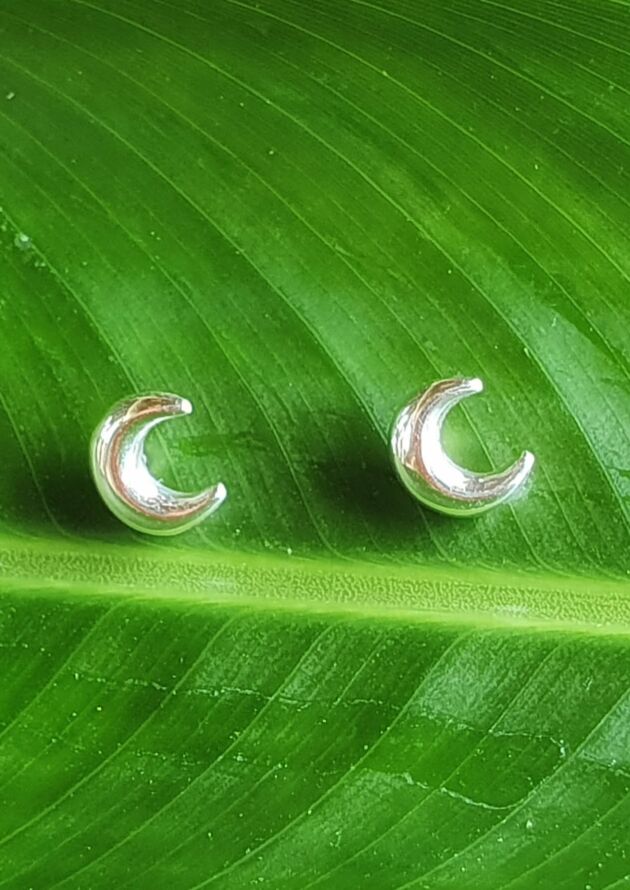 Small crescent moon earrings “Moon Baby” 925 silver