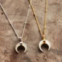 Boho Halbmond Halsketten Horn Anhänger (1)
