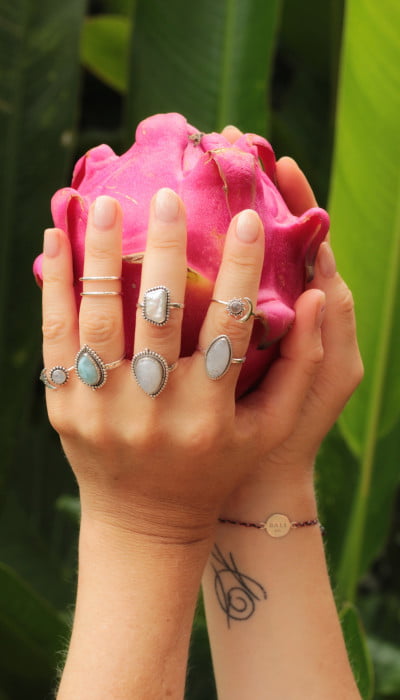 Boho Ringe Edelstein 925 Silber Handgefertigt in Bali Ringe Maxi