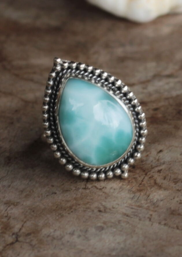 Larimar Ring Tropfen Silber “Luna”