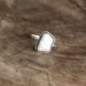 Boho Statement Ring Perlmutt Muschel 925 Silber RAW Mother of Pearls