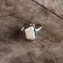 Boho Statement Ring Perlmutt Muschel 925 Silber RAW Mother of Pearls