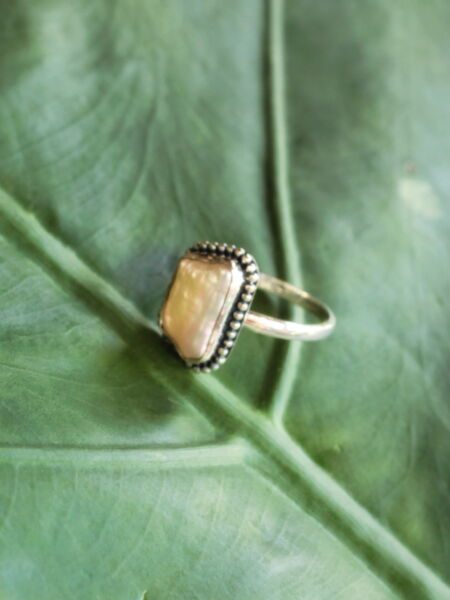 Product image Boho Statement Ring Perlmutt Muschel 925 Silber RAW Mother of Pearls 