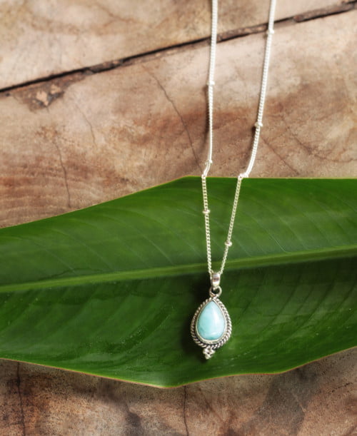 Necklace with Larimar pendant “Blue Lagoon” 925 silver