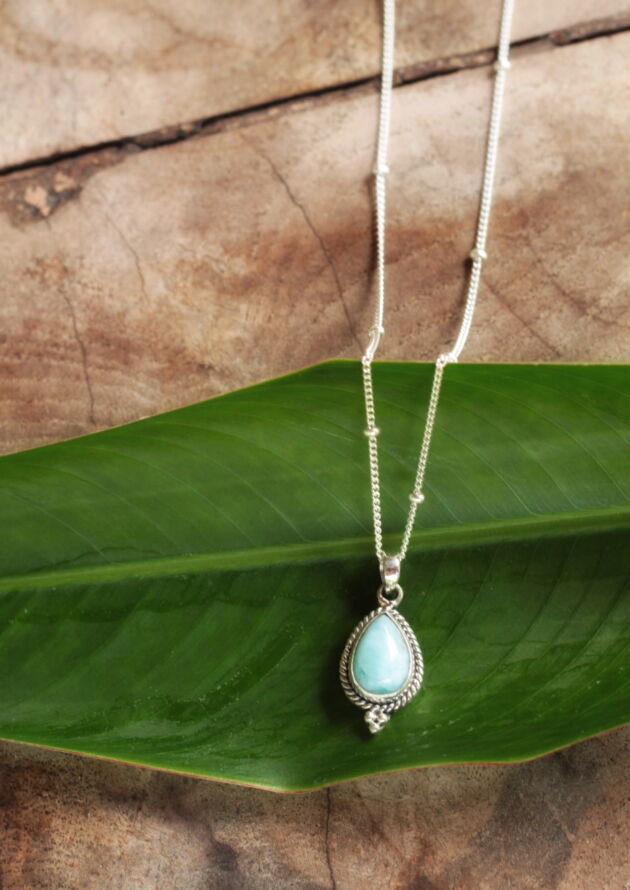 Necklace with Larimar pendant “Blue Lagoon” 925 silver