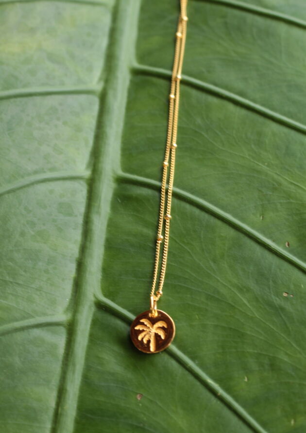 Small Coin Necklace Gold Plated “Palmtree”