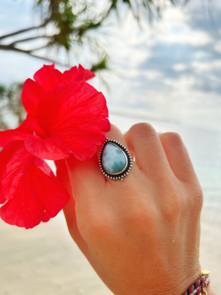 Product image Großer-Larimar-Tropfen-Ring-925-silber