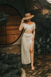 Kurzes Baumwoll Top Musselin Sommer Outfit Urlaub Ibiza Style Kleid zweiteilig Weiß