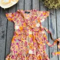 Mädchen Kleid Sommer orange Blumen